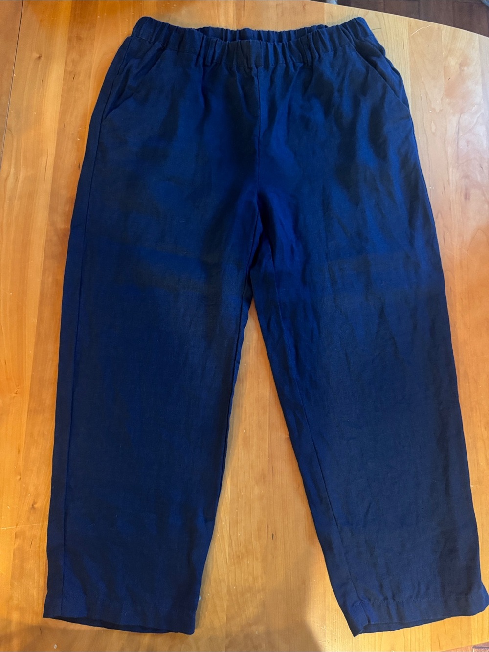 Quince Navy 100% European Linen Pants